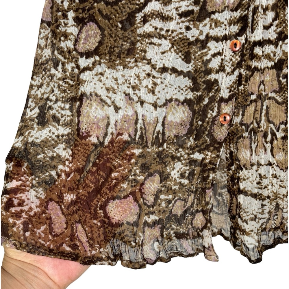 Snake Print Button Down Blouse Medium - image 5